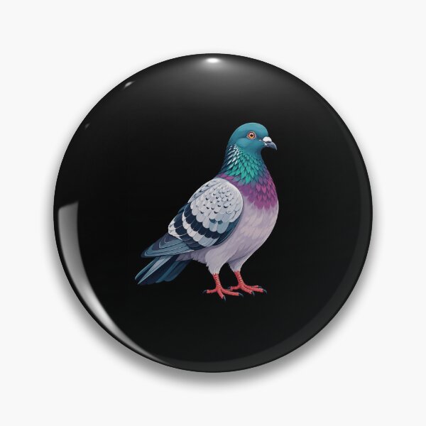Item preview, pigeon art colorful illustrated bird on black background designed and sold by anapldv.