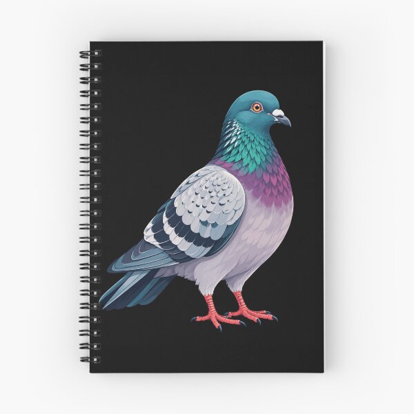 Item preview, pigeon art colorful illustrated bird on black background designed and sold by anapldv.