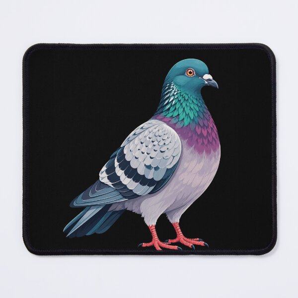 Item preview, pigeon art colorful illustrated bird on black background designed and sold by anapldv.