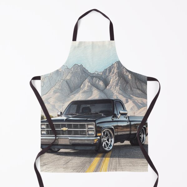 Item preview, Black Lowered C10 Square Body - Classic 80s Chevy Pickup Desert Mountain Art designed and sold by redkat-4.