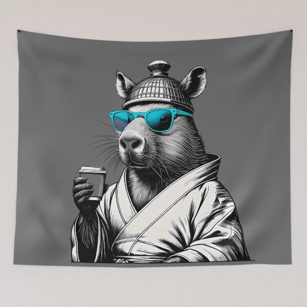 Item preview, Cool Capybara Samurai Coffee Lover designed and sold by Structure-Blue.