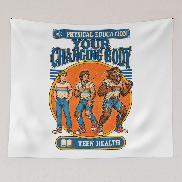 Item preview, Vintage Physical Education Your Changing Body – Retro Werewolf Teen Health Parody designed and sold by WolfmanProphecy.