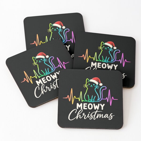 Item preview, christmas cat rainbow neon heartbeat festive holiday art designed and sold by anapldv.