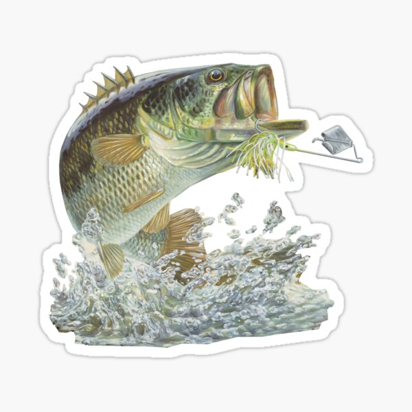 Bass Fish With Hook Decal, Bass Fishing Hook Truck Sticker