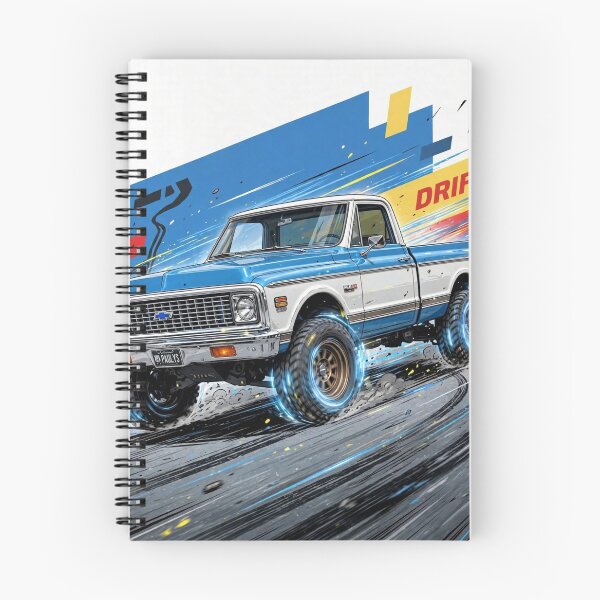 Item preview, Blue White K10 Chevy Drift Truck - Retro 70s Classic Pickup Drifting Art designed and sold by redkat-4.