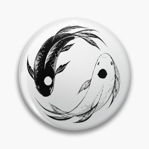 Item preview, Yin Yang Koi Fish Black White Ink Art designed and sold by Avenuse style.