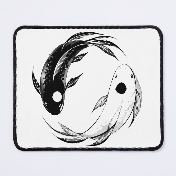 Item preview, Yin Yang Koi Fish Black White Ink Art designed and sold by Avenuse style.