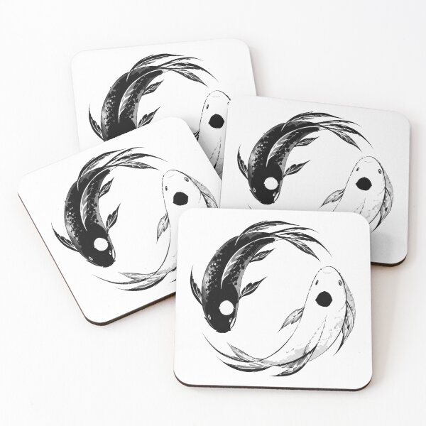 Item preview, Yin Yang Koi Fish Black White Ink Art designed and sold by Avenuse style.