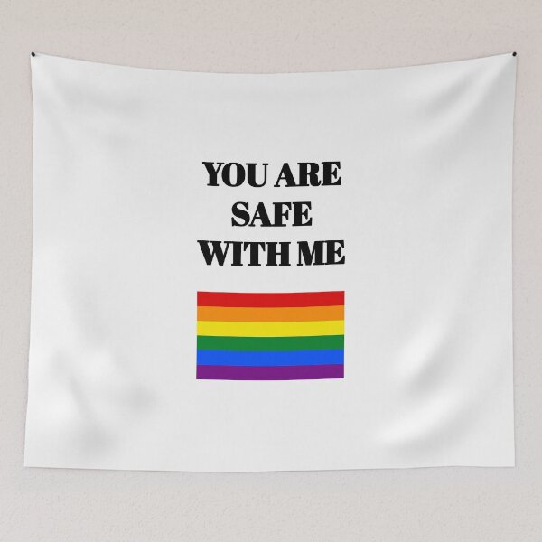Item preview, LGBT rights slogan - Gay Pride Rainbow Flag - You Are Safe With Me designed and sold by Inspirationmotivation.