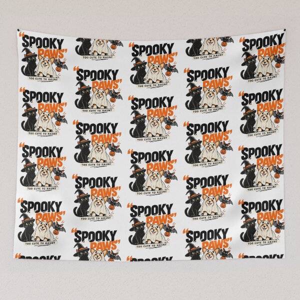 Item preview, Spooky Paws Halloween Ghost Dog and Witch Cat designed and sold by zzz888.