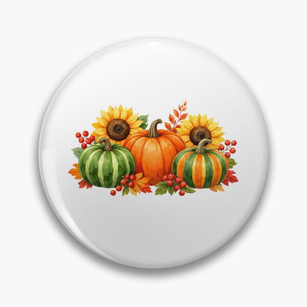 Item preview, Watercolor Autumn Pumpkins, Sunflowers and Berries  designed and sold by silviaol.