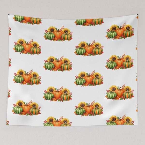 Item preview, Watercolor Autumn Pumpkins, Sunflowers and Berries  designed and sold by silviaol.