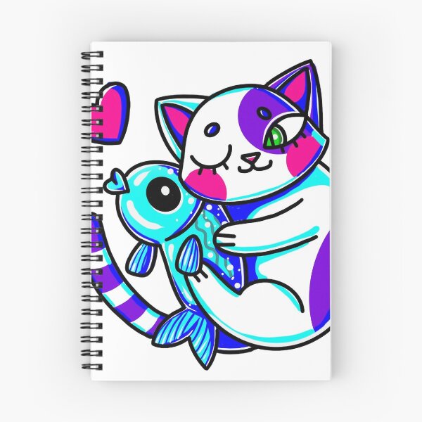 Item preview, Cat Hugging Fish Kawaii Sticker by Storey Art designed and sold by Storey Art.