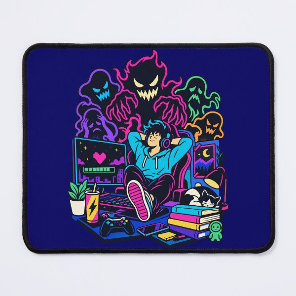 Item preview, Spooky Neon Gaming Room with Ghosts designed and sold by karamram.