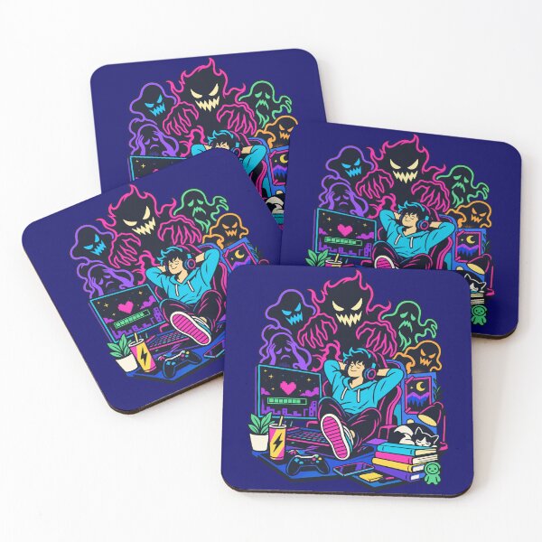 Item preview, Spooky Neon Gaming Room with Ghosts designed and sold by karamram.