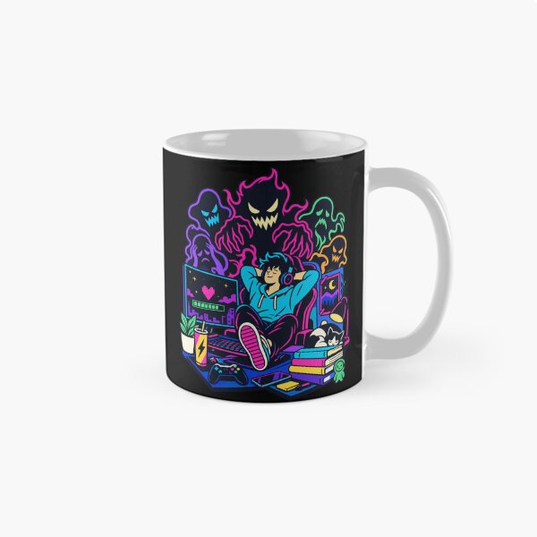 Item preview, Spooky Neon Gaming Room with Ghosts designed and sold by karamram.