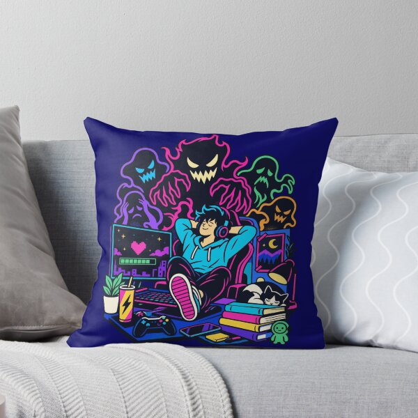 Item preview, Spooky Neon Gaming Room with Ghosts designed and sold by karamram.