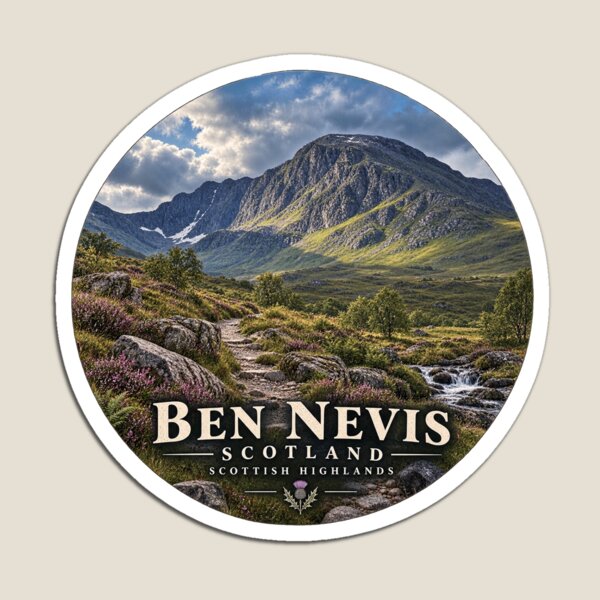 Item preview, Ben Nevis Scotland Sticker Scottish Highlands Hiking Souvenir designed and sold by ArcanePrintsxo.