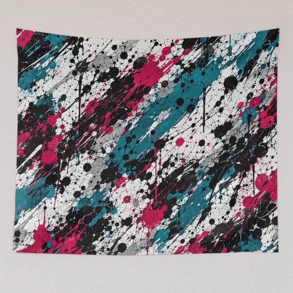 Item preview, Magenta and Teal Splatter Action Abstract Art designed and sold by THE SPLATTERED HAUS BY SAGE BANKS.