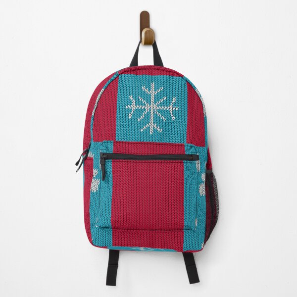 Item preview, Red and Teal Knitted Christmas Checkerboard Pattern - Snowflake and Pine Tree Grid designed and sold by Caterina@.