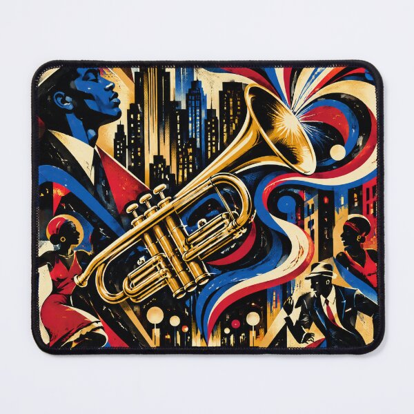 Item preview, Vintage Jazz Trumpet City Skyline Art Print designed and sold by Avenuse style.