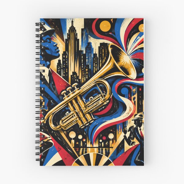 Item preview, Vintage Jazz Trumpet City Skyline Art Print designed and sold by Avenuse style.