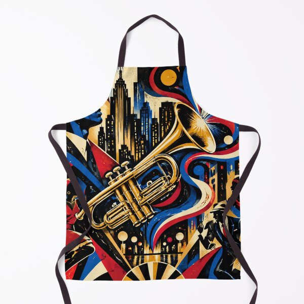 Item preview, Vintage Jazz Trumpet City Skyline Art Print designed and sold by Avenuse style.
