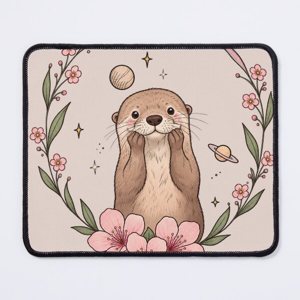Item preview, Cute Otter Blossom Garden – Kawaii Nature & Space Illustration designed and sold by thatskawaii.