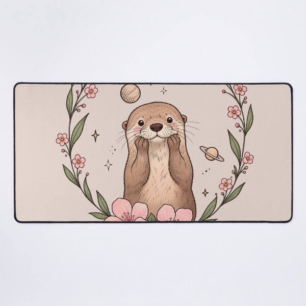Item preview, Cute Otter Blossom Garden – Kawaii Nature & Space Illustration designed and sold by thatskawaii.