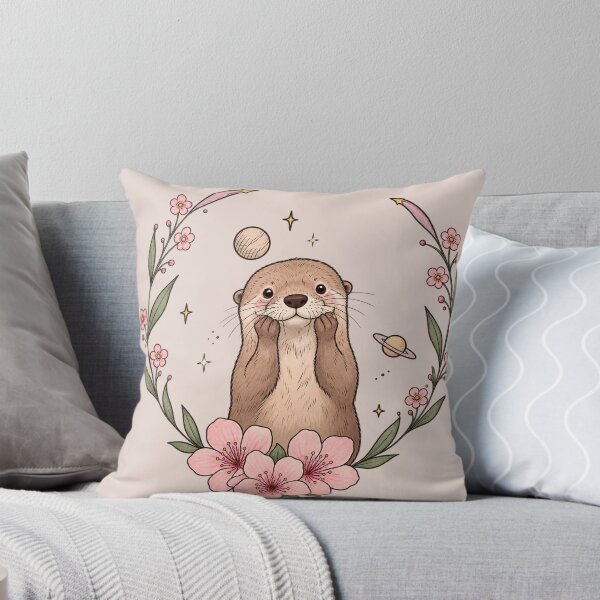 Item preview, Cute Otter Blossom Garden – Kawaii Nature & Space Illustration designed and sold by thatskawaii.