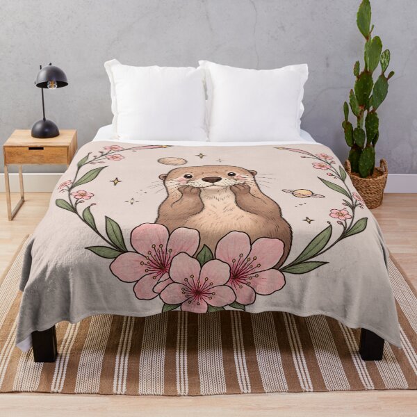 Item preview, Cute Otter Blossom Garden – Kawaii Nature & Space Illustration designed and sold by thatskawaii.