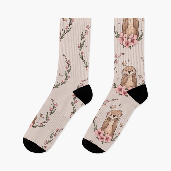 Item preview, Cute Otter Blossom Garden – Kawaii Nature & Space Illustration designed and sold by thatskawaii.