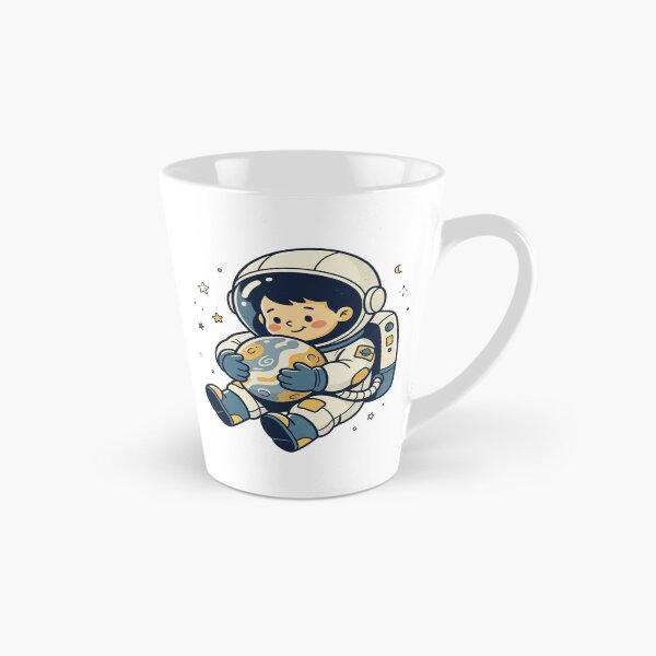 Item preview, Little Astronaut Hugging Planet Cute Space Exploration Vintage Cartoon Art designed and sold by mood-draftsman.