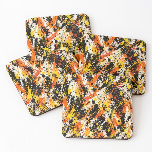 Item preview, Amber and Onyx Splatter Action Abstract Art designed and sold by THE SPLATTERED HAUS BY SAGE BANKS.