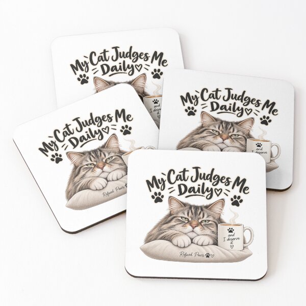 Item preview, My Cat Judges Me Daily – Funny Cat Lover Design designed and sold by Refinedpaws.
