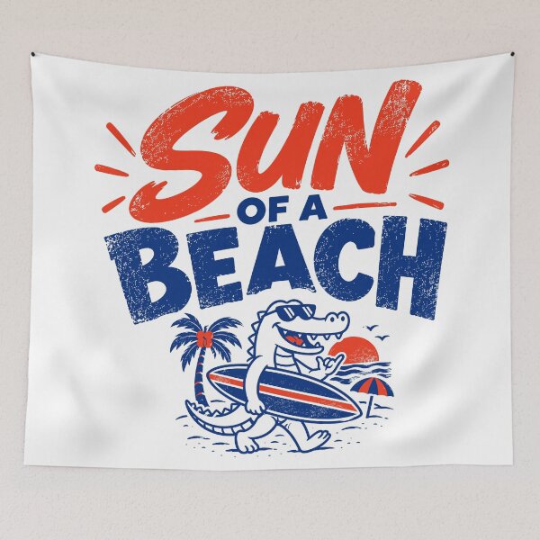 Item preview, Sun of a Beach – Funny Surfing Alligator Retro Beach Design designed and sold by afOOli.