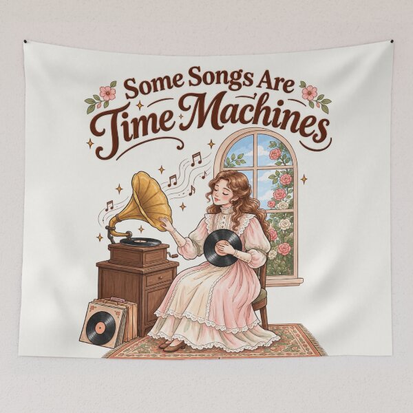 Item preview, Some Songs Are Time Machines Vintage Vinyl Record Cottagecore Art designed and sold by MAGICKEY2024.