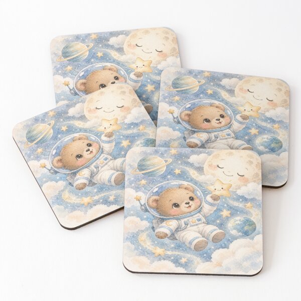 Item preview, Cute Teddy Bear Astronaut in Space designed and sold by DaryaArtFrance.
