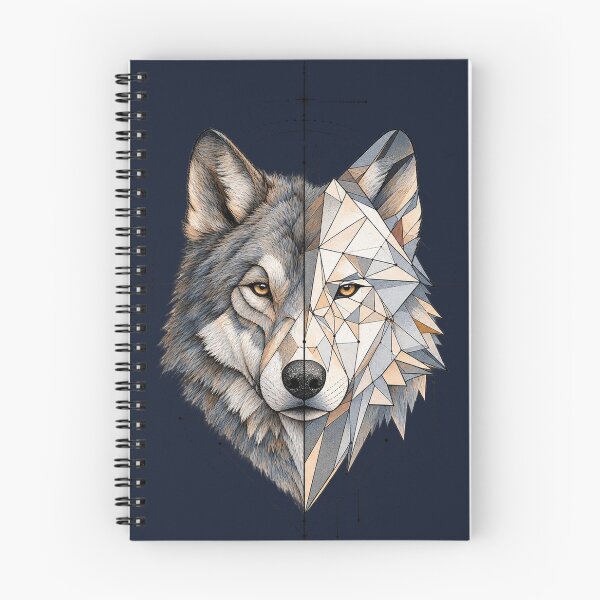 Item preview, Dual Spirit Wolf – Geometric & Realistic Wolf Head Art designed and sold by thatskawaii.
