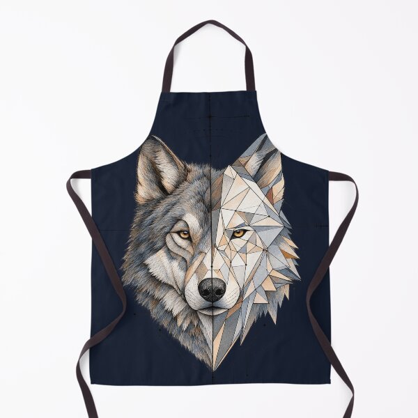 Item preview, Dual Spirit Wolf – Geometric & Realistic Wolf Head Art designed and sold by thatskawaii.