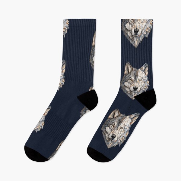 Item preview, Dual Spirit Wolf – Geometric & Realistic Wolf Head Art designed and sold by thatskawaii.