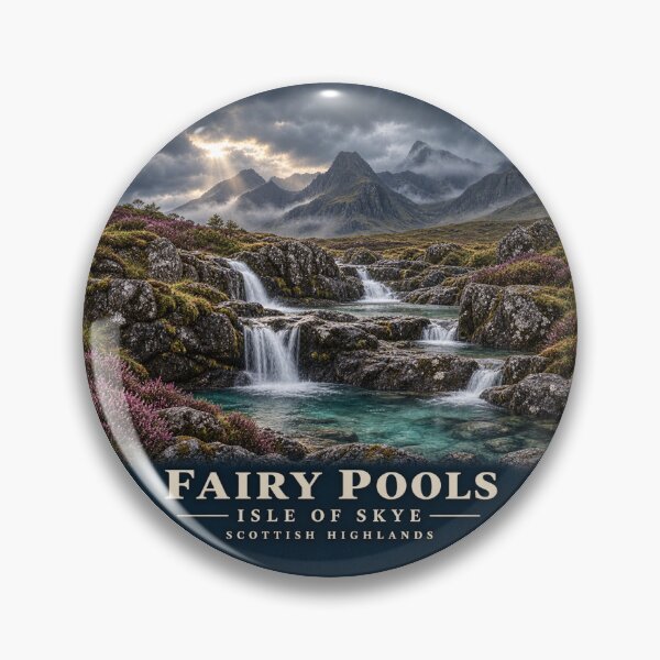 Item preview, Fairy Pools Isle of Skye Scotland Travel Sticker designed and sold by ArcanePrintsxo.