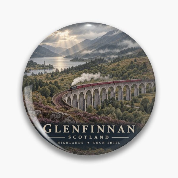 Item preview, Glenfinnan Viaduct Scotland Steam Train Highland Travel Sticker designed and sold by ArcanePrintsxo.
