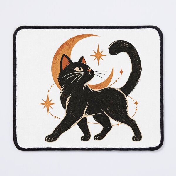 Item preview, Retro Black Cat & Crescent Moon designed and sold by Glottopia.