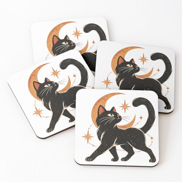 Item preview, Retro Black Cat & Crescent Moon designed and sold by Glottopia.