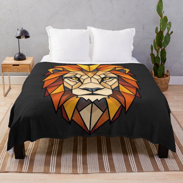 Item preview, Geometric Lion Head Low Poly Tribal Style Majestic Animal Art designed and sold by thatskawaii.