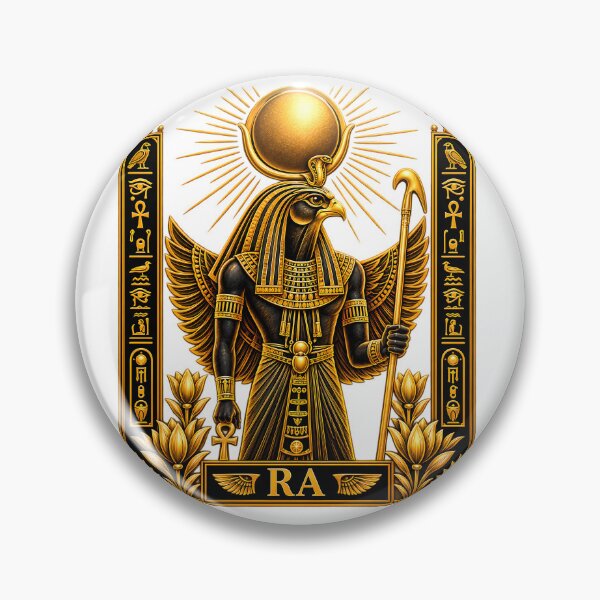 Item preview, RA - The Golden Egyptian Sun God | Luxury Black and Gold Pharaonic Mythology Art designed and sold by HoMya.