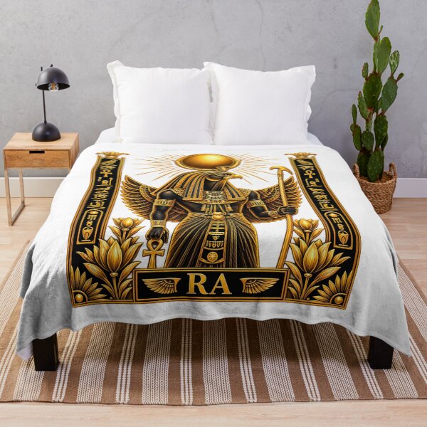 Item preview, RA - The Golden Egyptian Sun God | Luxury Black and Gold Pharaonic Mythology Art designed and sold by HoMya.