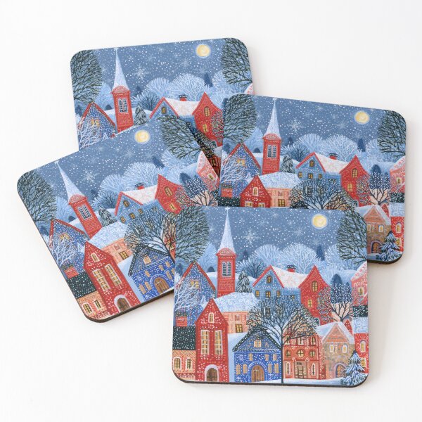 Item preview, Moonlight Over the Snowy Village designed and sold by NeoNebulaArt.