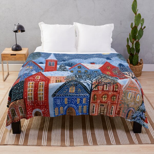 Item preview, Moonlight Over the Snowy Village designed and sold by NeoNebulaArt.